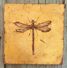 Load image into Gallery viewer, Dragon Fly on gold leaf
