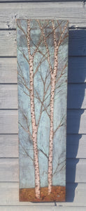 A pair of Silver Birch Copper verdigris with a touch of gold