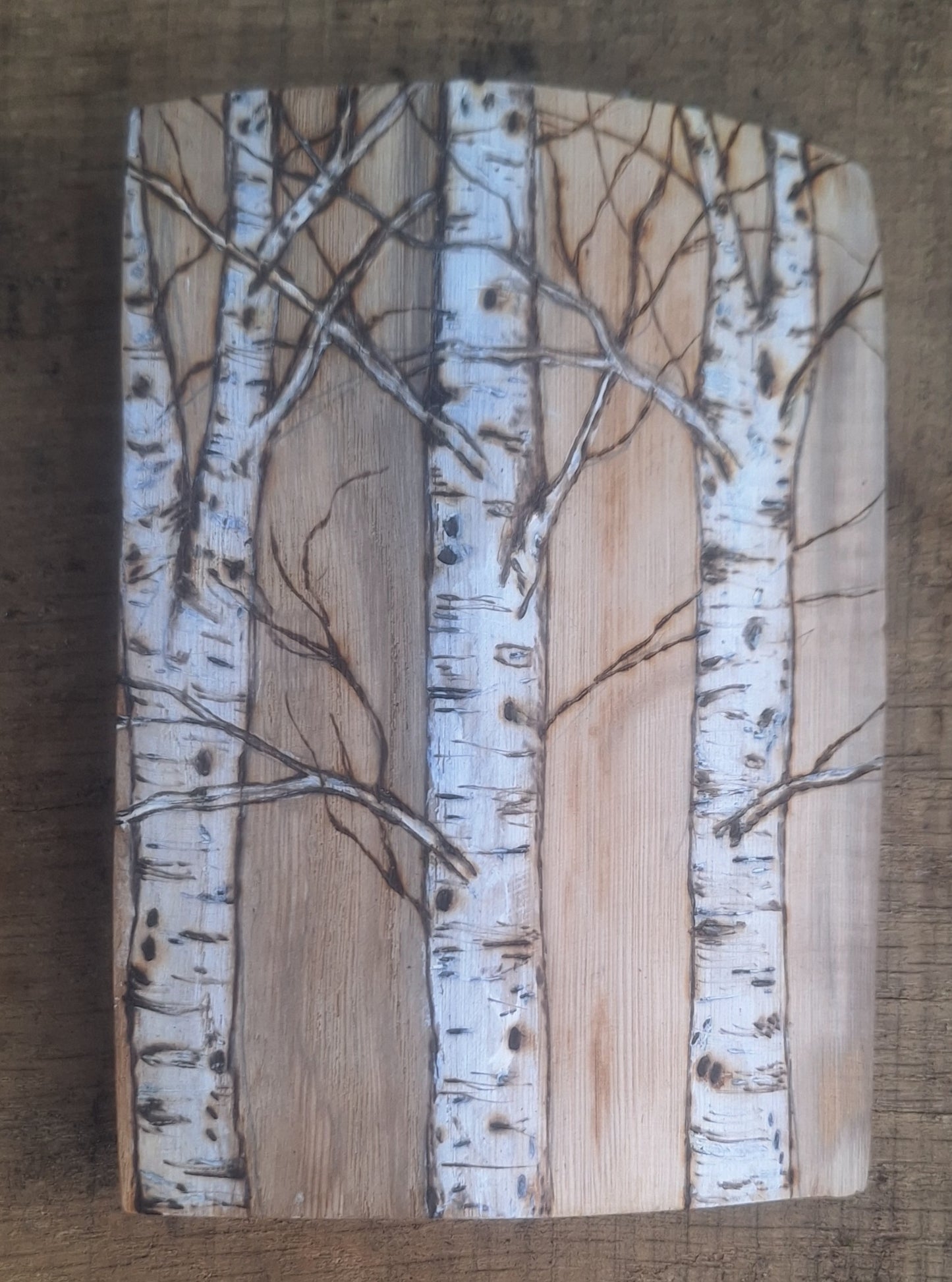 Birch on Rustic Wood