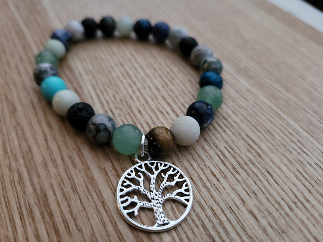 Winter gemstone bracelet with the Tree of Life